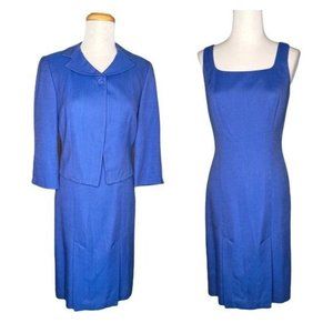Isabel Ardee Neiman Marcus Exclusive Dress Set Vintage Blue Dress Suit USA Sz 6